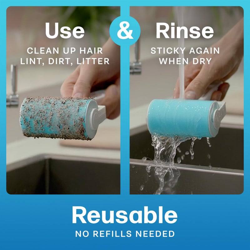Schticky Lint Roller Set - Reusable & Washable Lint Roller Cleaner for Clothes Sofa Furniture Car Cat Dog Hair - Clean in a Quicky with Schticky (3 Piece Set) - Image 4